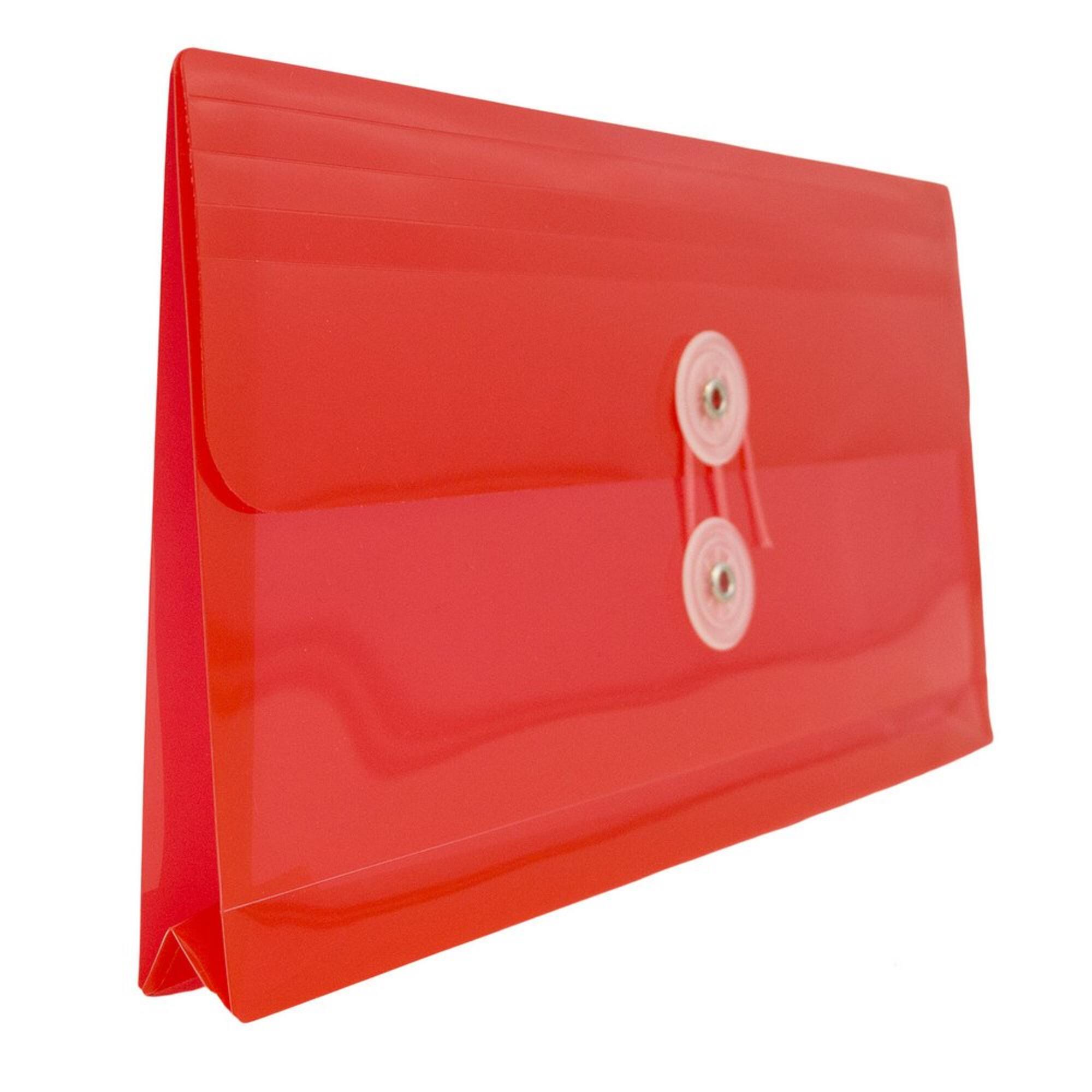 JAM Paper 5.25" x 10" Pink Plastic Button & String Tie Closure Business Envelope, 12ct.